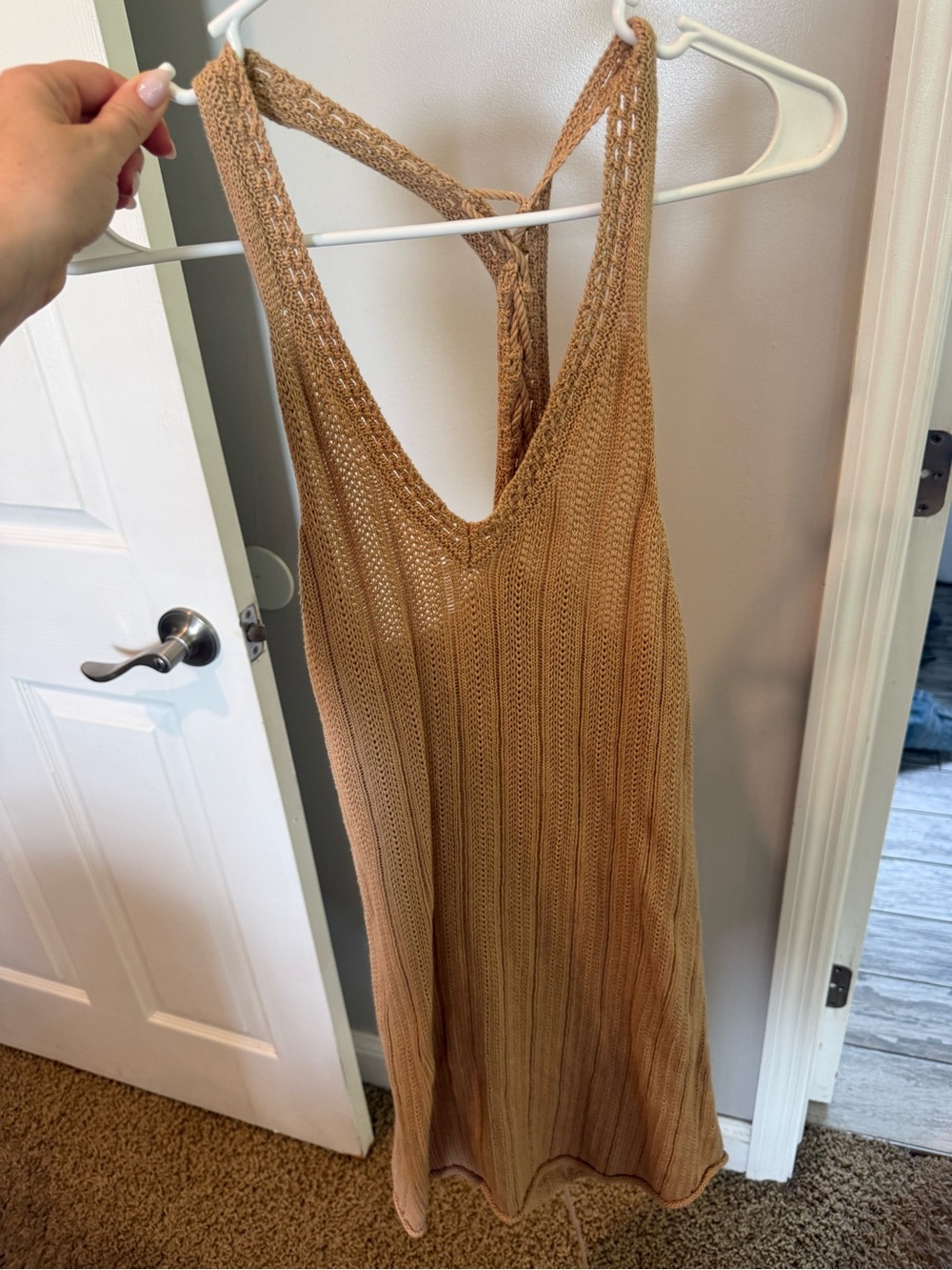 American Eagle Outfitters Tan Open-Knit Dress size S